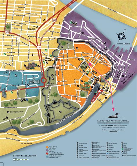 Old Quebec tourist map - Old Quebec City attractions map (Quebec - Canada)