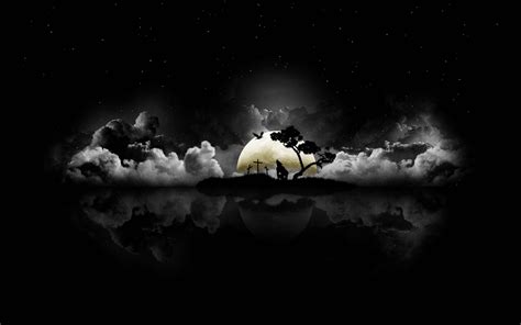 Download Dark Laptop Full Moon In River Wallpaper | Wallpapers.com