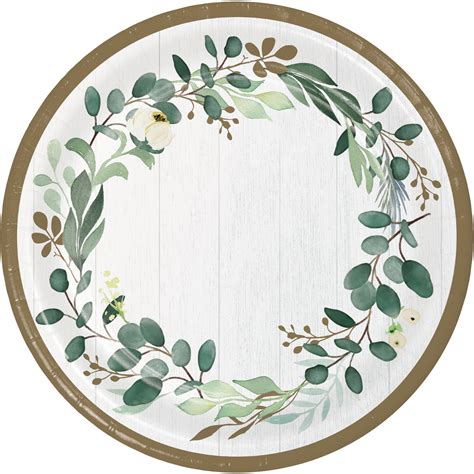 Eucalyptus Round Paper Plates 24 Count for 24 Guests - Walmart.com - Walmart.com