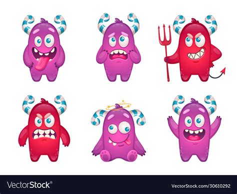 Candy monsters emoticons set Royalty Free Vector Image