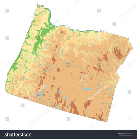 Highly Detailed Oregon Physical Map Stock Vector (Royalty Free) 1891847929 | Shutterstock