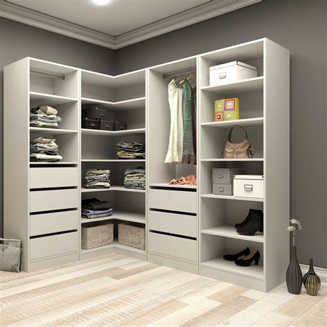 Flexi Storage White Walk In Wardrobe 6 Shelf Corner Unit | Bunnings Warehouse