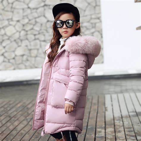 2018 New Girls Long Padded Jacket Children Winter Coat Kids Warm Thickening Hooded down Coats ...