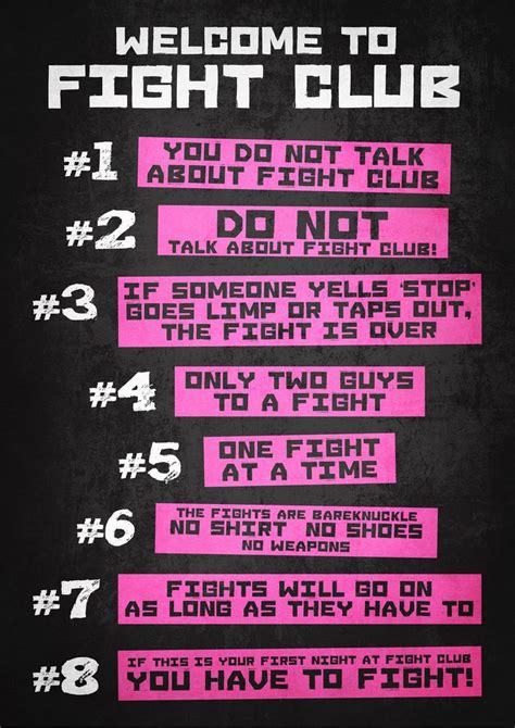 Fight Club Rules Movie Poster Print Home Decor Retro Ad Wall - Etsy UK | Fight club rules, Fight ...