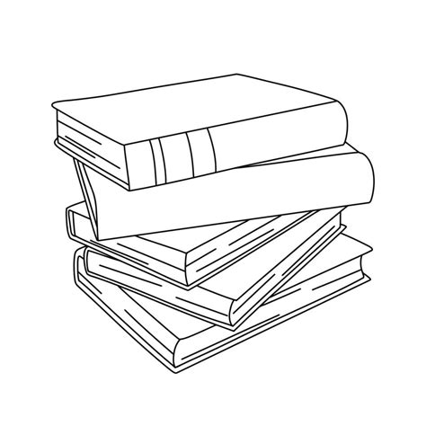 Vector line books stack. Outline illustration isolated on white. Book ...