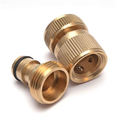 2 Pcs Solid Brass Garden Hose Connectors, 3/4 inch Female Thread Tap Connector & Male Thread ...