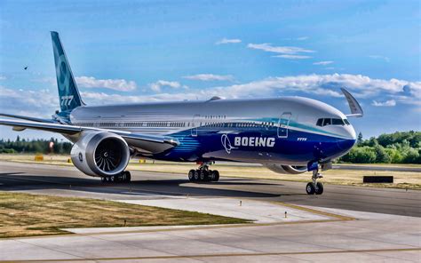 Download wallpapers Flying Boeing 777X, airport, HDR, airplane, Boeing ...