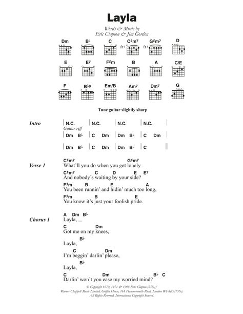 Layla Eric Clapton Chords - Sheet and Chords Collection