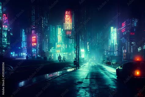 Cyberpunk neon city night. Futuristic city scene. 80's wallpaper. Retro ...