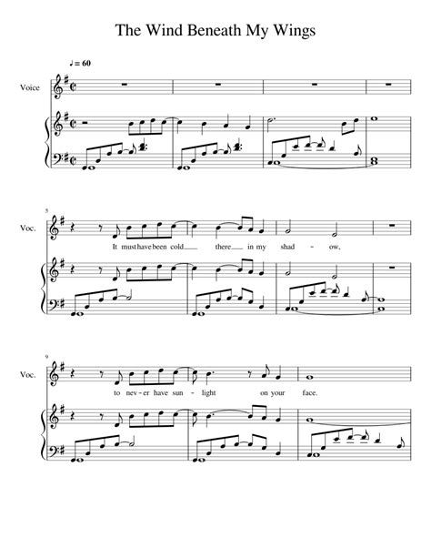 The Wind Beneath My Wings sheet music for Piano download free in PDF or MIDI