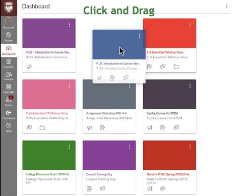 New Feature in Canvas: Rearrange Course Cards on Your Dashboard ...