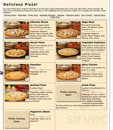 Menu - Saint John NB's Pizza Shack | Sirved