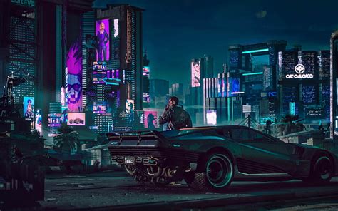 HD wallpaper: man beside car digital wallpaper, digital art, futuristic ...