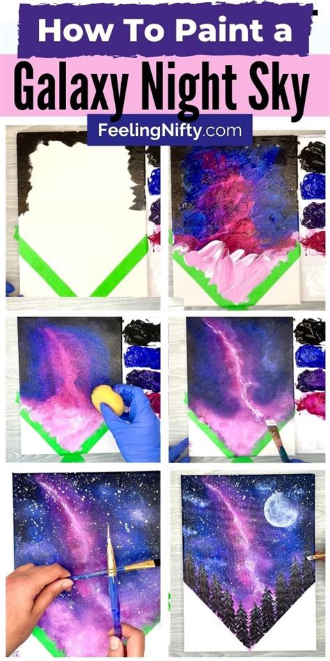 How To Paint a Galaxy Night Sky For Beginners {Milky Way} | Galaxy ...