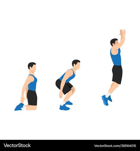 Floor power jumps knee to jump squats exercise Vector Image