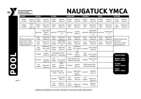 Pool Schedule – NAUGATUCK YMCA