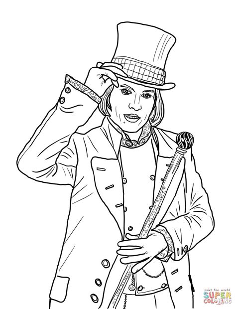 Willy Wonka with Johnny Depp coloring page | Free Printable Coloring Pages