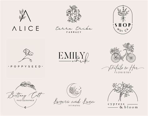 Feminine Logo Floral Logo Custom Logo Design Logo Design Custom for Business Logo Branding Kit ...