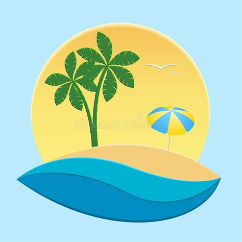 Yellow Sun On Flying Island Concept In Sky Vector Stock Vector ...