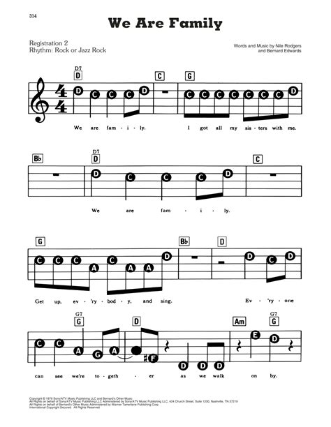 We Are Family by Sister Sledge Sheet Music for E-Z Play Today at Sheet Music Direct