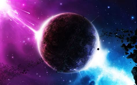 Planet on galaxy wallpaper, space art, space, digital art, colorful HD wallpaper | Wallpaper Flare