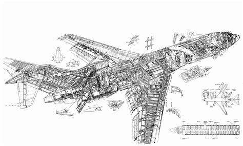 Boeing 727 Cutaway Drawing in High quality