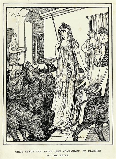 Circe The Sorceress Turns Odysseus' Drawing by Mary Evans Picture Library - Pixels