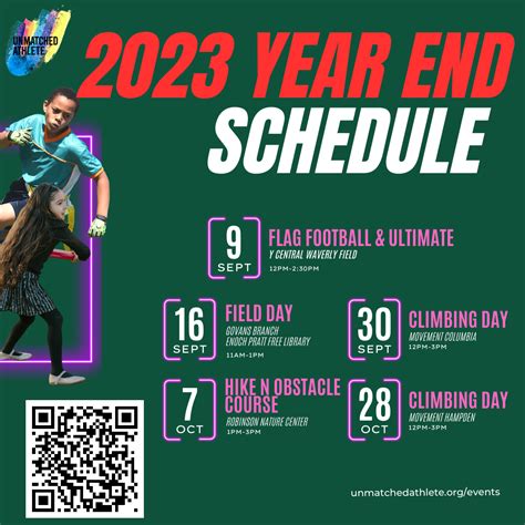 2023 Year-End Schedule — Unmatched Athlete