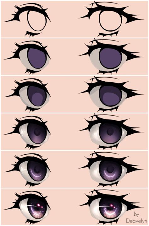 Starry Eyes Steps by Maruvie.deviantart.com on @DeviantArt | Anime eye drawing, Eye drawing ...