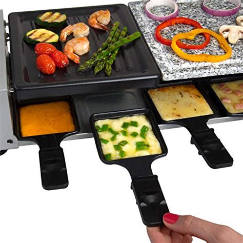 Dual Cheese Raclette Table Grill w Non-stick Grilling Plate and Cooking Stone- Deluxe 8 Person ...