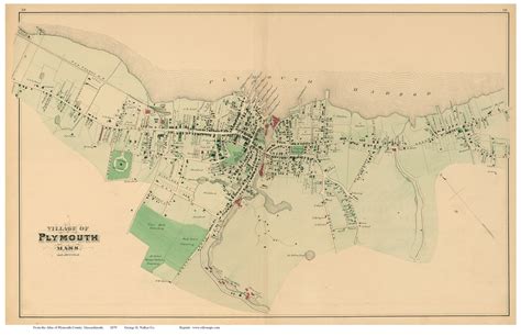 Plymouth Village, Massachusetts 1879 Old Town Map Reprint - Plymouth Co. - OLD MAPS