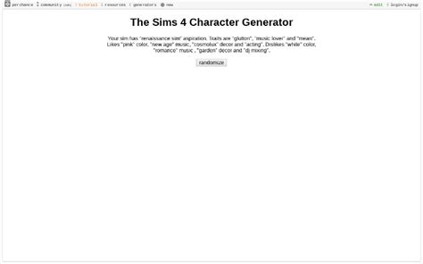 The Sims 4 Character Generator