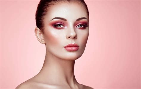 Wallpaper pink, makeup, sponge, retouching, Beautiful woman face images ...