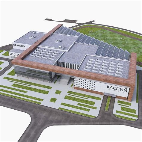 an artist's rendering of the exterior of a building with grass and parking lot