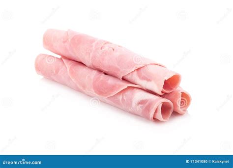 Ham Slices Isolated on White Stock Photo - Image of food, meal: 71341080