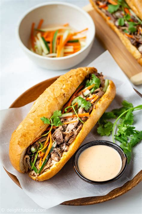 Slow Cooker Vietnamese Pulled Pork Banh Mi - Delightful Plate