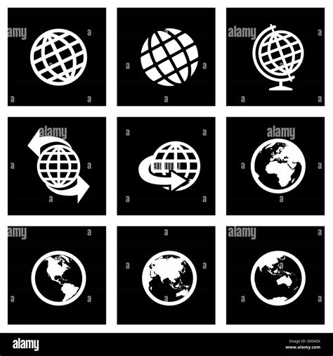 Vector black globe icon set Stock Vector Image & Art - Alamy