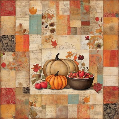 Autumn Pumpkin Patchwork Art Print Free Stock Photo - Public Domain ...