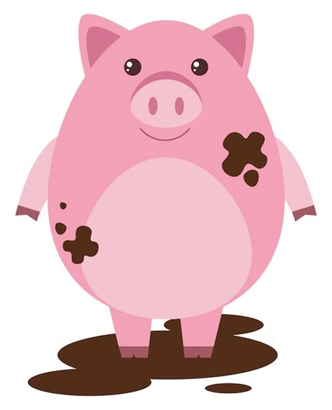 Free Vector | Pink pig in muddy puddle