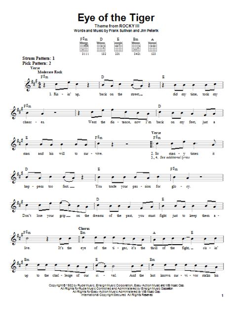 Survivor "Eye Of The Tiger" Sheet Music Notes | Download Printable PDF Score 121701