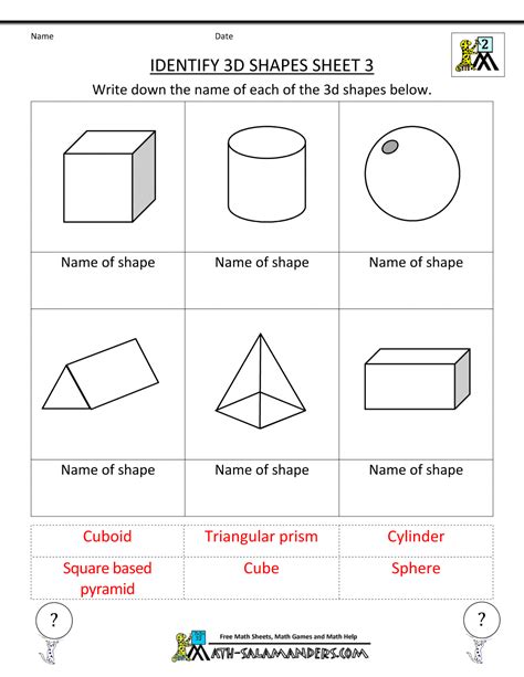 2d And 3d Shapes Worksheets