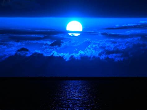 Download Ocean Cloud Blue Sky Nature Moon Wallpaper