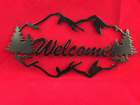 Welcome sign wall plaque CNC Plasma Cut and Powder Coated in