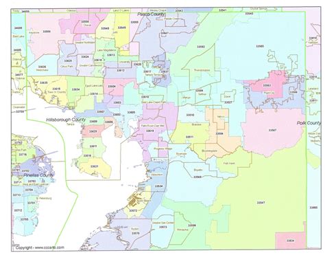 Tampa Map With Zip Codes - Tourist Map Of English