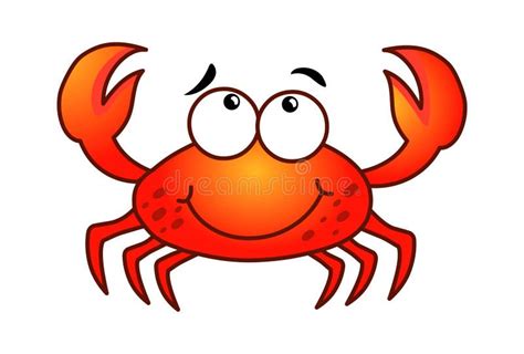 Cartoon Crab Vector.Crab Illustration.Cute Happy Crab Stock Vector - Illustration of food, life ...