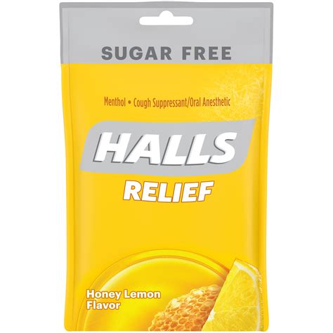 HALLS Relief Honey Lemon Sugar Free Cough Drops, 25 Drops - Walmart.com