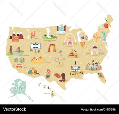 Usa Map With Landmarks - Draw A Topographic Map