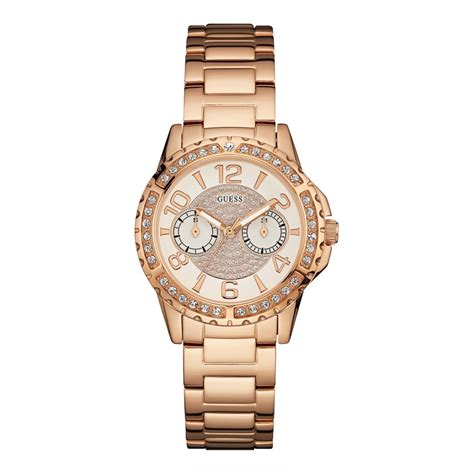 Guess Watches Guess Ladies Sassy Rose Gold Bracelet Stone Set Watch - Watches from Faith ...