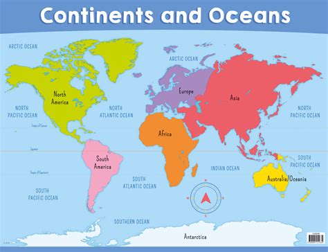 Map Of The Continents And Oceans Printable