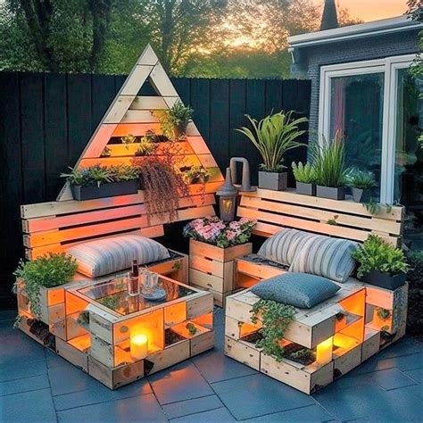 Outdoor Wood Pallet Furniture With Light And Garden Ideas - HOW TO MAKE – DIY